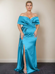 Plus Size Off the Shoulder Mother of the Bride Trumpet Mermaid Dress with Side Split