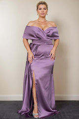 Plus Size Off the Shoulder Mother of the Bride Trumpet Mermaid Dress with Side Split