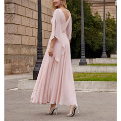 A Line Jewel Neck 3/4 Sleeve Sequined Ankle Length Mother of the Bride Gown