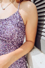 Purple Homecoming Dresses Sequin Backless Tight Short Cocktail Dresses