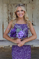 Purple Homecoming Dresses Spaghetti Straps Tight 2 Pieces Short Cocktail Dresses