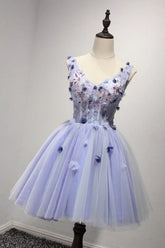 Purple Homecoming Dresses V Neck A Line Prom Dress