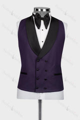 Purple Shawl Lapel 3 Piece Wedding Suit