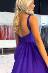 Purple Tight Homecoming Dresses Beaded Short Cocktail Dresses With Ruffles