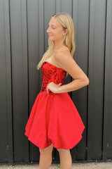 Red Homecoming Dresses A-Line Mirror Short Cocktail Dresses