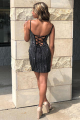 Red Homecoming Dresses Beaed Lace-Up Back Corset Tight Short Cocktail Dresses