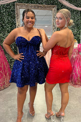 Red Homecoming Dresses Corset Sweetheart Bodycon Prom Dress With Appliques