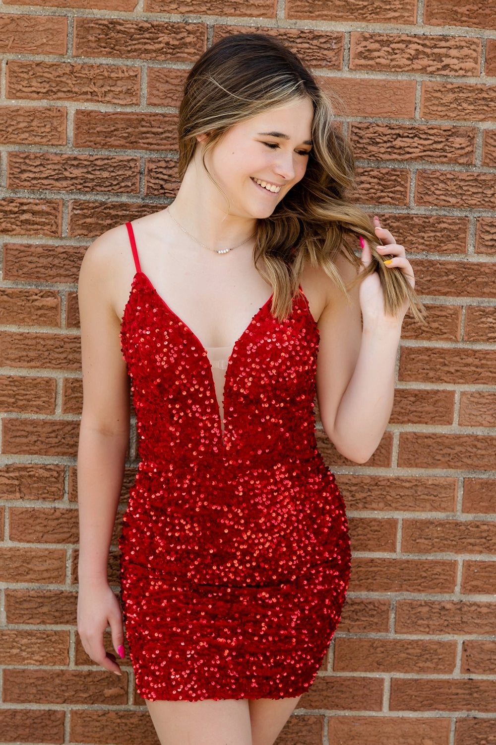 Red Homecoming Dresses Sequin Sleeveless Tight Short Cocktail Dresses