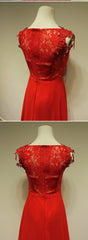 Red Lace Chiffon Evening Dresses A Line Wedding Guest Dress