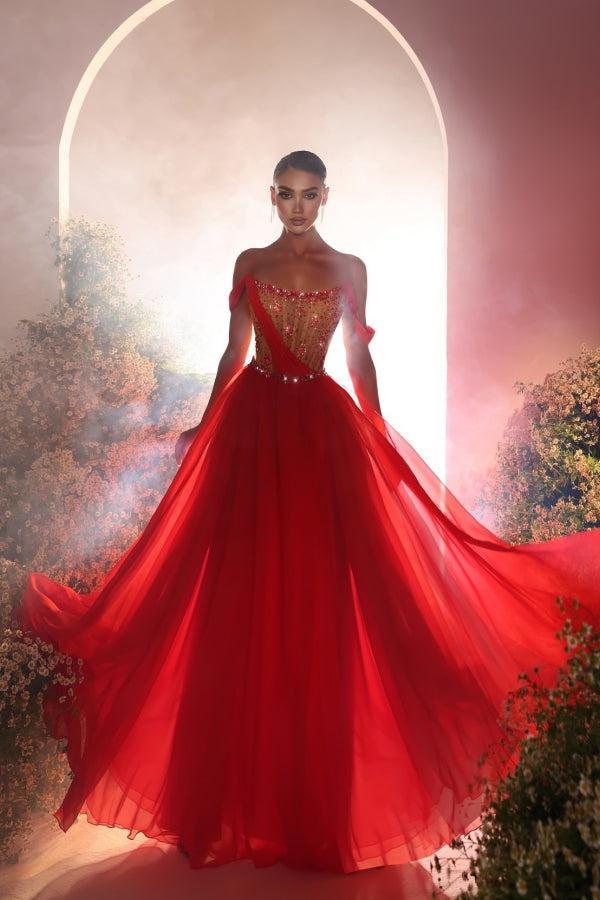 Red Prom Dress A Line Off The Shoulder Chiffon Beading Formal Dress suzhoufashion Red Prom Dress A Line Off The Shoulder Chiffon Beading Formal Dress suzhoufashion