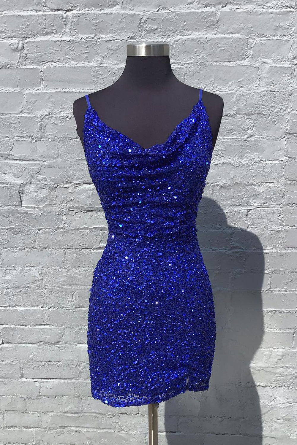 Royal Blue Homecoming Dresses Ruched Tight Short Sequin Prom Dress
