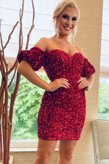 Royal Blue Homecoming Dresses Sequin Tight Short Cocktail Dresses with Sleeves