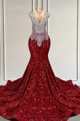 Royal Blue sequin Silver Beaded Mermaid Long V-neck Prom Party Dresses