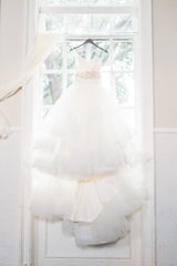 Ruffled Organza Wedding Dresses Sweetheart Bridal Gowns with Beads Flowers