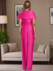 Satin Long Sleeveless Asymmetrical Bow(s) Mother of the Bride Sheath Column Dress