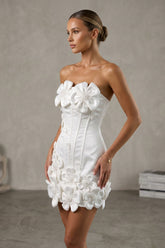 Satin Bodycon Mini Homecoming Dress with 3D Flowers