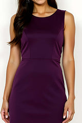 Scoop Purple Wedding Guest Dress Sleeveless Sheath Short Formal Dress