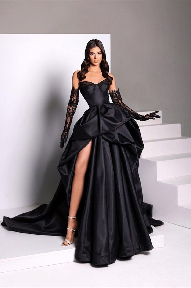 Sexy Black Sweetheart Mermaid Evening Prom Dresses Long With Slit Online