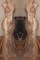 Sexy High-Neck Sequins Mermaid Prom Dress Long Evening Gowns Online