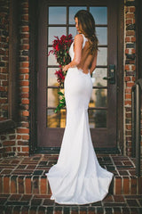 Sexy Mermaid Beach Wedding Dress Outdoors Backless Sleeveless Summer Bridal Gowns