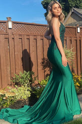 Sexy Mermaid Spaghetti Straps Lace Backless Prom Dress Online