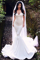 Sexy Off The Shoulder Beach Wedding Dresses | Mermaid Court Train Bride Dresses