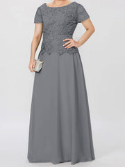 Short Sleeve A Line Mother of the Bride Dress with Applique and Sequins