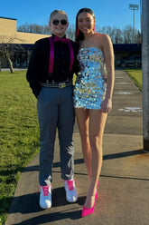 Silver Homecoming Dresses Strapless Tight Short Cocktail Dresses with Sequin