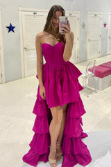 Simple Black Homecoming Dresses A-Line Corset Sweetheart High Low Tiered Prom Dress