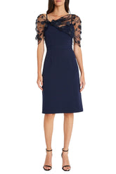 Sleeveless Knee Length Mother of the Bride Dress with Spaghetti Straps and Watteau Train