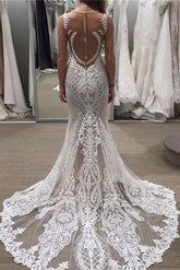 Sleeveless Lace Detachable-Train Illusion Zipper Delicate Wedding Dress BA4005
