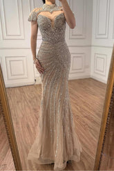 Sleeveless Long Mermaid Evening Formal Dress With Beading Vest