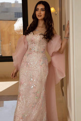 Sleeveless Strapless Mermaid Long Evening Formal Dress With Sequined Ruffled