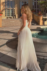 Spaghetti Strap Sleeveless Long Evening Formal Dress With Ruffled Embroidery