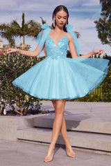 Spaghetti Strap Sleeveless Short Homecoming Dress With Appliques