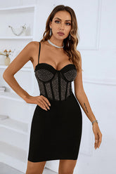 Spaghetti Straps Beading Little Black Homecoming Dresses