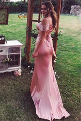 Spaghetti Straps Pink Sheath Bridesmaid Dresses Sexy Formal Dresses