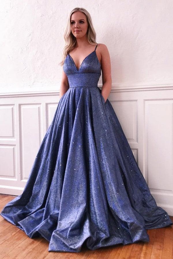 Spaghetti Straps Sexy Prom Dresses for Juniors | Sleeveless V-neck Shiny Formal Evening Gowns Spaghetti Straps Sexy Prom Dresses for Juniors | Sleeveless V-neck Shiny Formal Evening Gowns