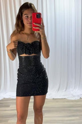 Suzhoufashion Sparkly Bodycon Strapless Short Homecoming Dress with Beading