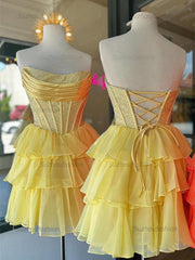 Sparkly Corset A Line Short Beaded Homecoming Dress with Ruffles