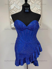 Sparkly Tight Short Corset Homecoming Dress with Beading