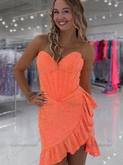 Sparkly Tight Short Corset Homecoming Dress with Beading