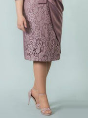 Square Neck Tea Length Sheath Column Dress for the Mother of the Bride