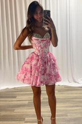 Suzhoufashion Strapless A-Line Sweetheart Empire Beaded Floral Homecoming Dress