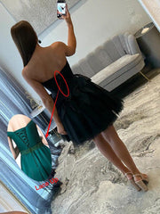 Strapless Beading Short Homecoming Dress with Waist Bow