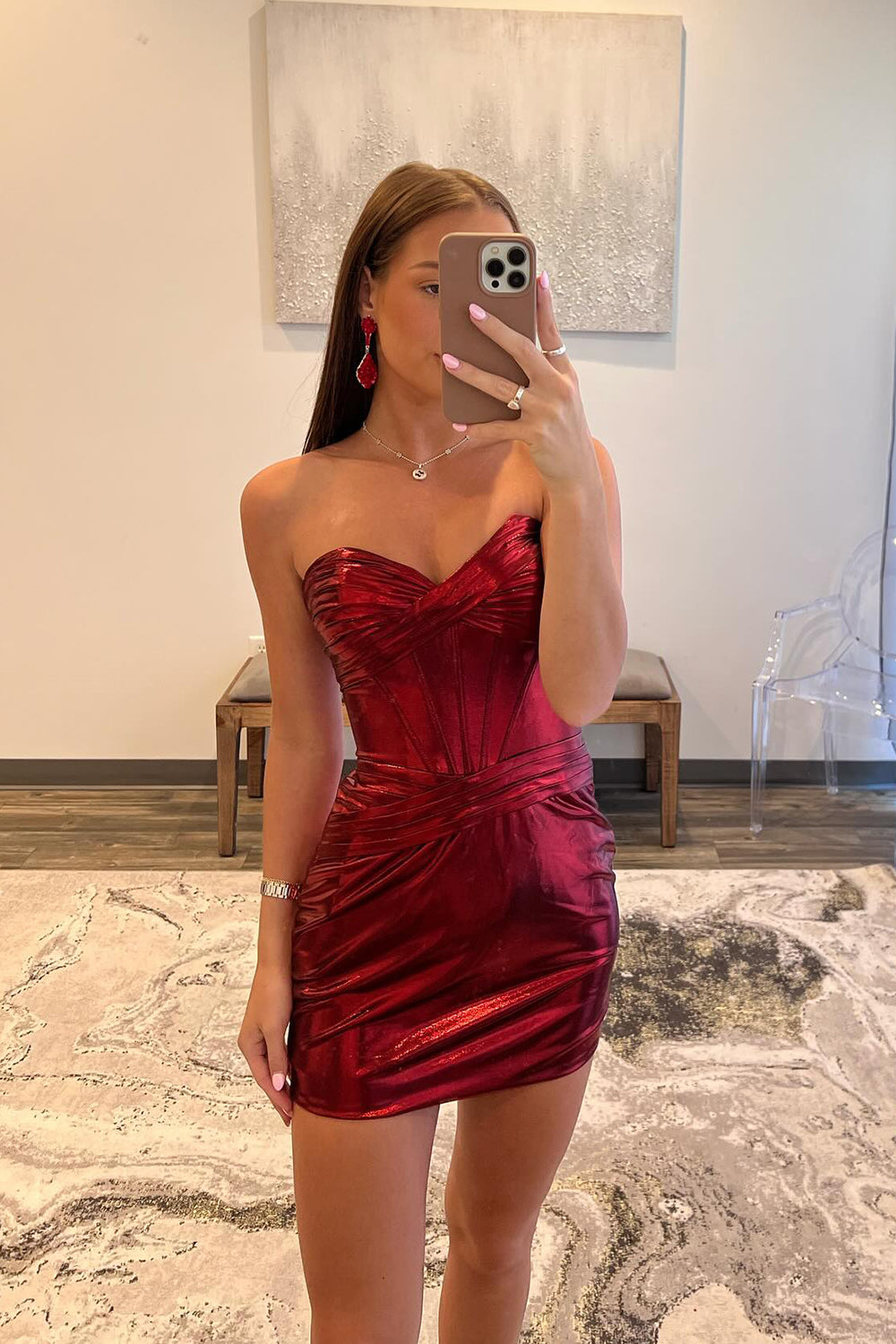 Strapless Burgundy Homecoming Dress Satin Corset Tight Short Prom Dress Suzhoufashion Strapless Burgundy Homecoming Dress Satin Corset Tight Short Prom Dress Suzhoufashion