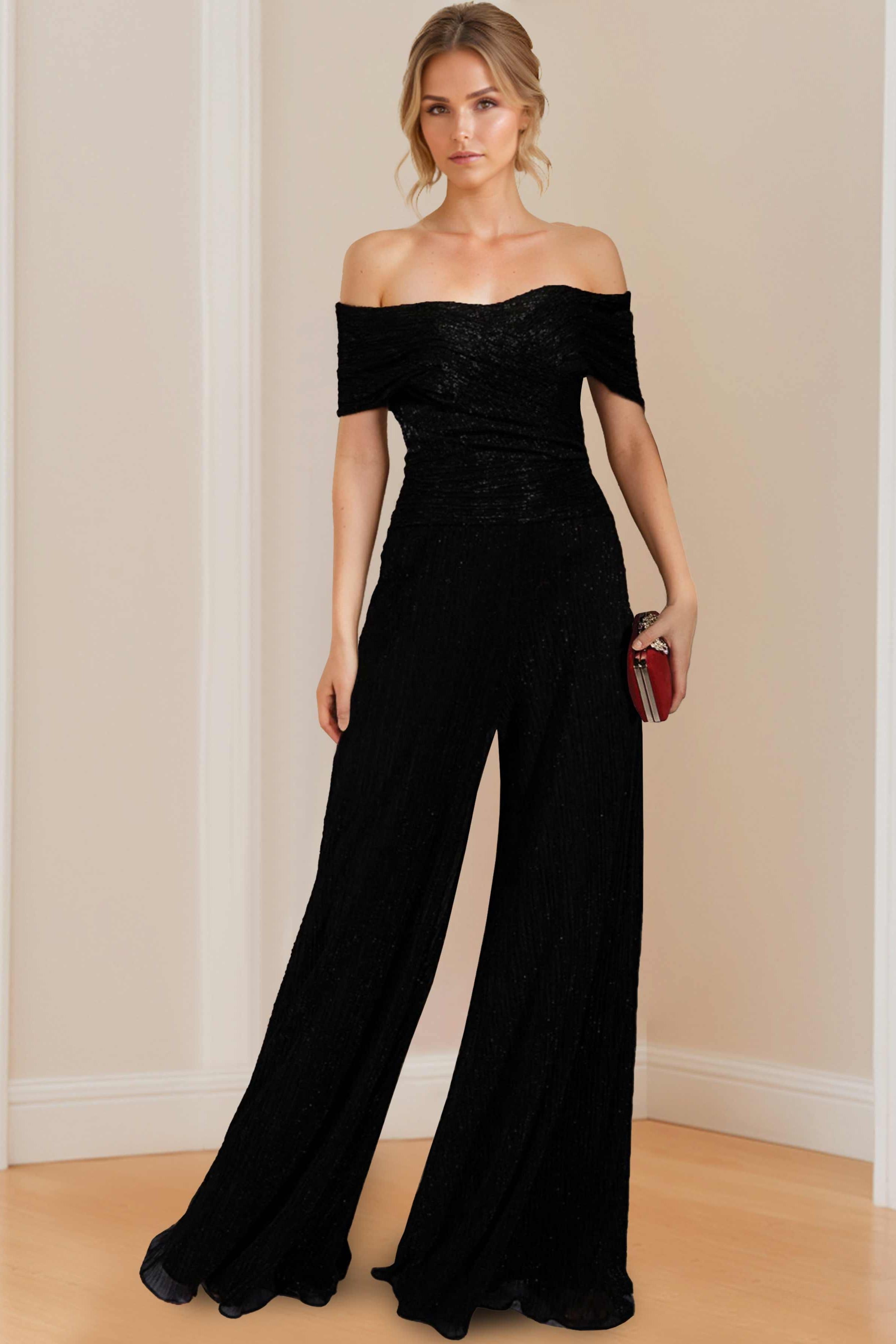 Strapless Long Jumpsuit in Crinkle Chiffon for the Mother of the Bride