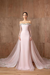 Strapless Long Sleeves Mermaid Long Evening Formal Dress With Appliques