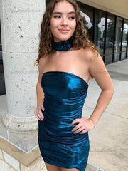 Strapless Metallic Bodycon Homecoming Dress with Flower