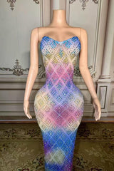 Strapless Prom Dress Mermaid Formal Evening Dress with Beadings